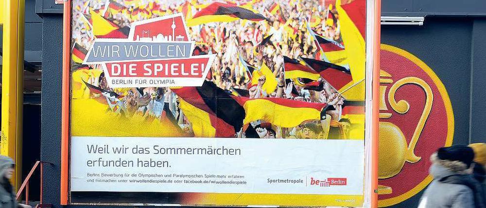 Olympia als "Sommermärchen"? Die ersten der 3000 geplanten Plakate verkünden jedenfalls in der Stadt die frohe Botschaft.