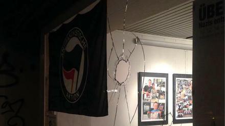 Das "Büro der guten laune" nach dem Anschlag.