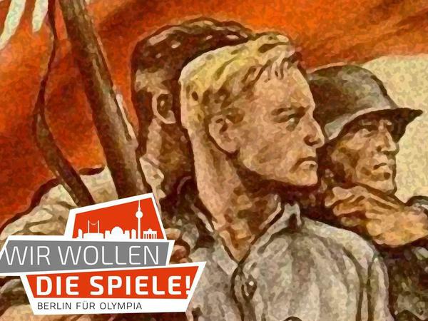 Mit Motiven von 1936 vermengt "Metronaut" die aktuelle Bewerbungskampagne für Olympia.