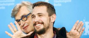 Wim Wenders und James Franco vor der Pressekonferenz zu dem Film "Every Thing will be fine".