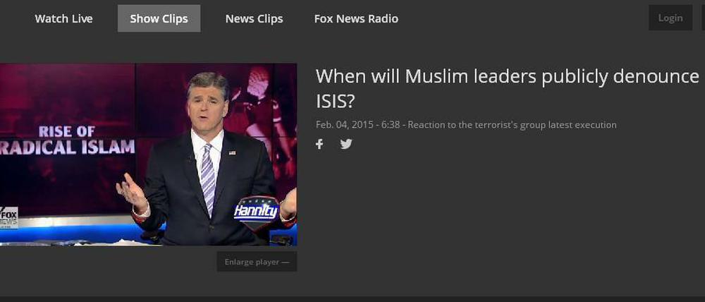 Fox News hat das Video mit der Verbrennung des jordanischen Pilotes veröffentlicht. Zwar wurde vor den "schockierenden Bildern" gewarnt, doch das Topvideo startet automatisch.