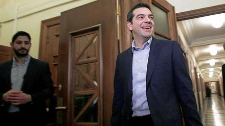Alexis Tsipras nach der Fraktionssitzung.