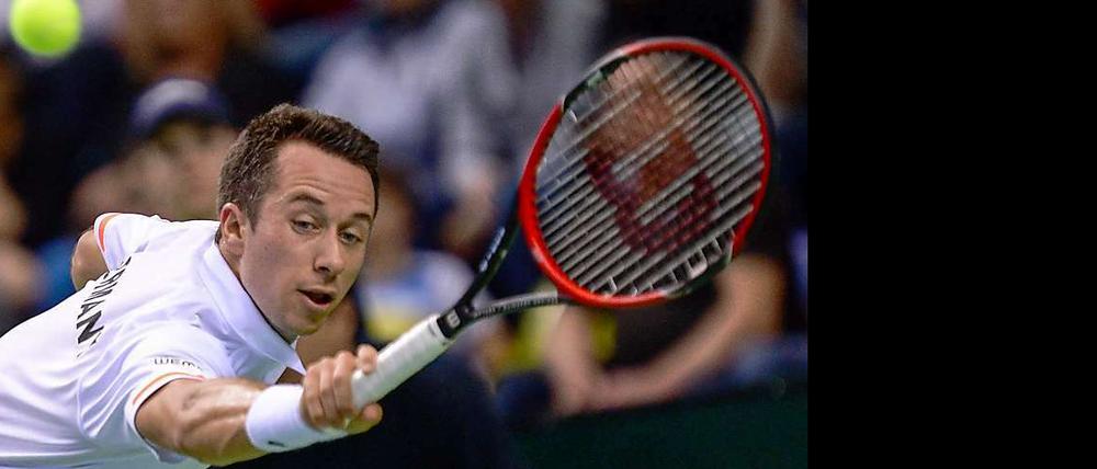 Philipp Kohlschreiber konnte sich streeeecken so viel er wollte - gegen Gael Monfils hatte der Augsburger keine Chance.