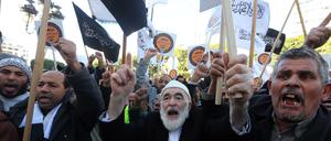 Junge Demokratien haben es oft schwer: Tunesische Islamisten protestieren Anfang 2014 gegen die neue Verfassung.