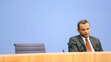 Sebastian Edathy Ende Dezamber vor der Bundespressekonferenz.