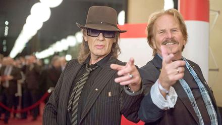 Udo Lindenberg und Frank Zander bei einer Werbekampagne der BVG in Berlin.