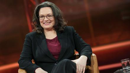 Bundesarbeitsministerin Andrea Nahles (SPD) beim TV-Talk "Günther Jauch"
