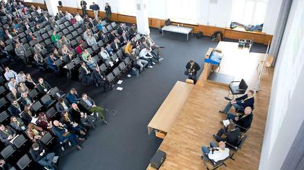 Der Hörsaal füllt sich nur langsam beim Startup-Camp.