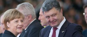 Bundeskanzlerin Angela Merkel und der ukrainische Staatschef Petro Poroschenko in der Normandie