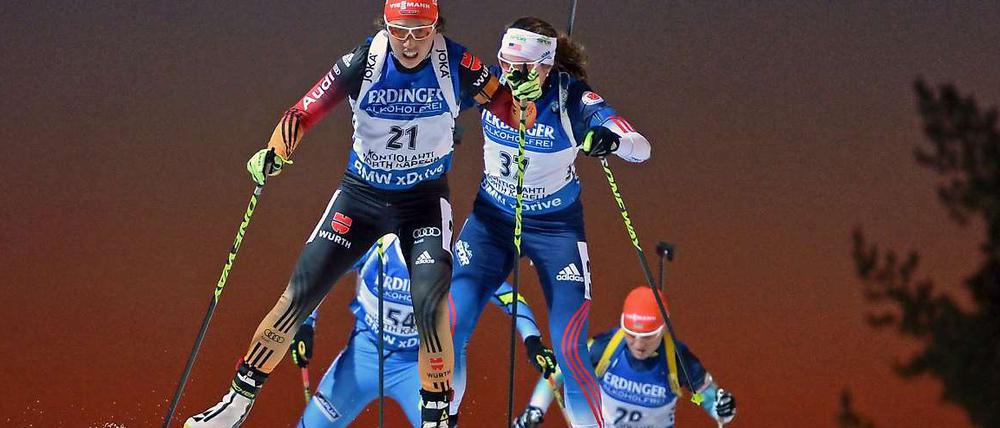 Laura Dahlmeier war zufrieden, obwohl sie bei einem Fehler weniger sogar Gold geholt hätte.