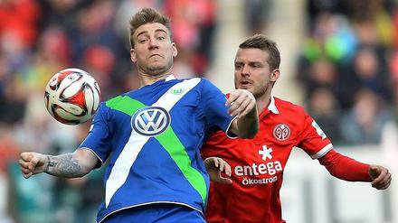 Rotation in Wolfsburg: Gegen Mainz durfte Lord Nicklas Bendtner von Beginn an ran. Für ein Tor reichte es aber nicht beim Dänen.