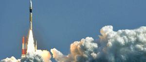 Die Trägerrakete vom Typ H-2A beim ihrem Start vom Weltraumbahnhof Tanegashima am Donnerstag.