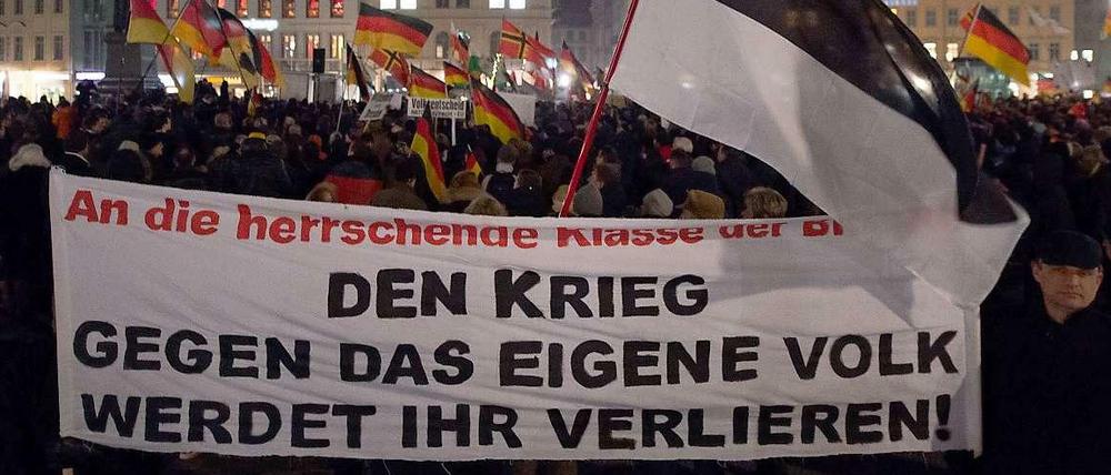Pegida-Kundgebung im Februar in Dresden
