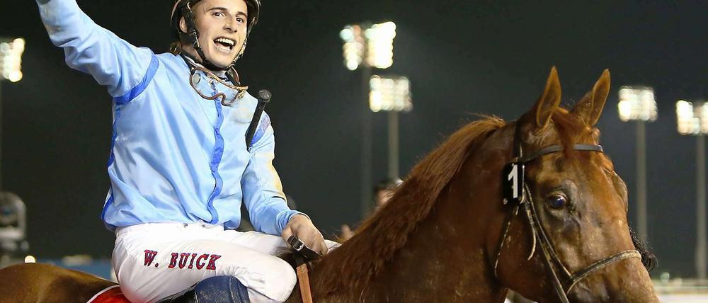 Zehn-Millionen-Dollar-Pferd. Jockey William Buick war mit Prince Bishop am Samstagabend in Dubai nicht zu schlagen.