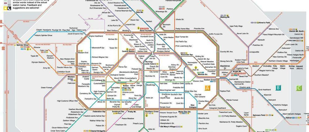 Große Spinne, kleiner Scherz, große Mühe. Alle U- und S-Bahnhöfe wurden neu benannt.