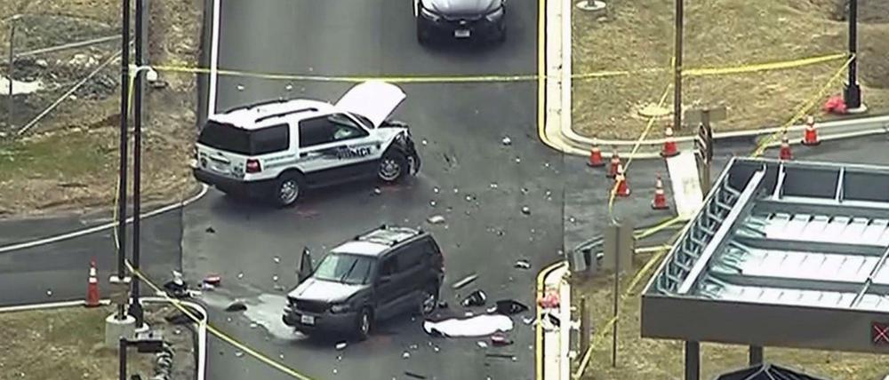 Szene vor der NSA-Zentrale in Fort Meade nach dem Zwischenfall mit zwei mutmaßlichen Eindringlingen