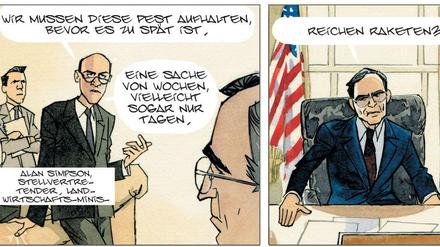 „Krieg der Fliegen“ - Szenen aus der Comic-Reportage von Pedro Lima, Philippe Psaïla und Jean-Paul Krassinsky.