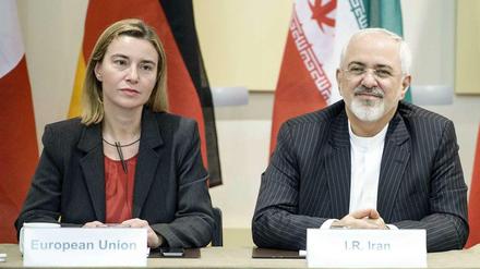 Verhandlungspartner. Die italienische EU-Außenbeauftragte Federica Mogherini und der iranische Außenminister Mohammed Dschawad Sarif.