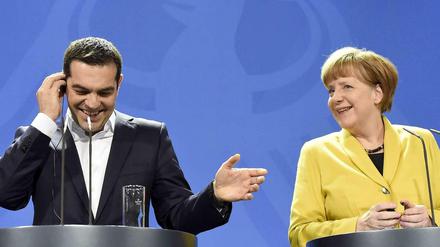 Verbesserte Stimmung. Alexis Tsipras und Angela Merkel.
