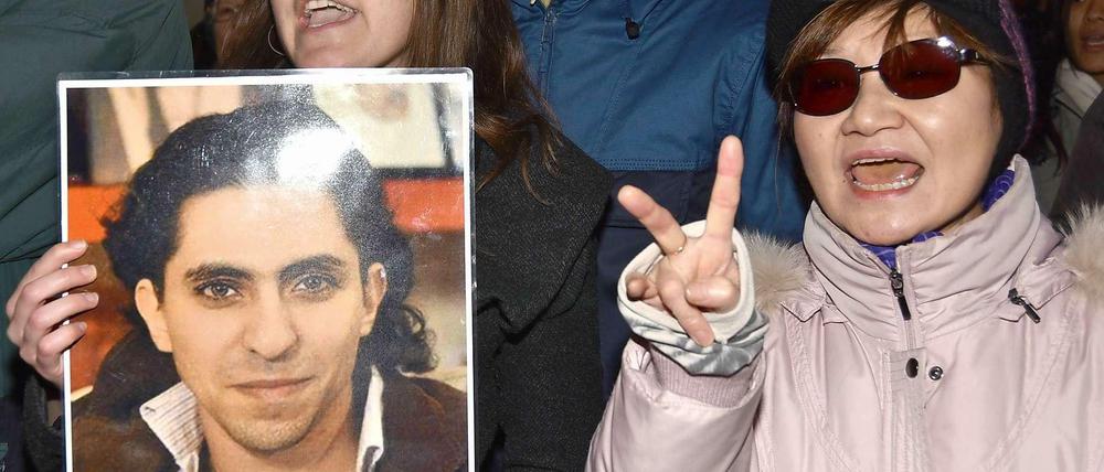 Demonstration für Raif Badawi in London.