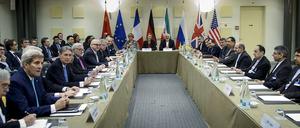 Start zur letzten Runde: Kurz vor Beginn der Verhandlungen im Hotel au-Rivage Palace in Lausanne am Dienstagmorgen.