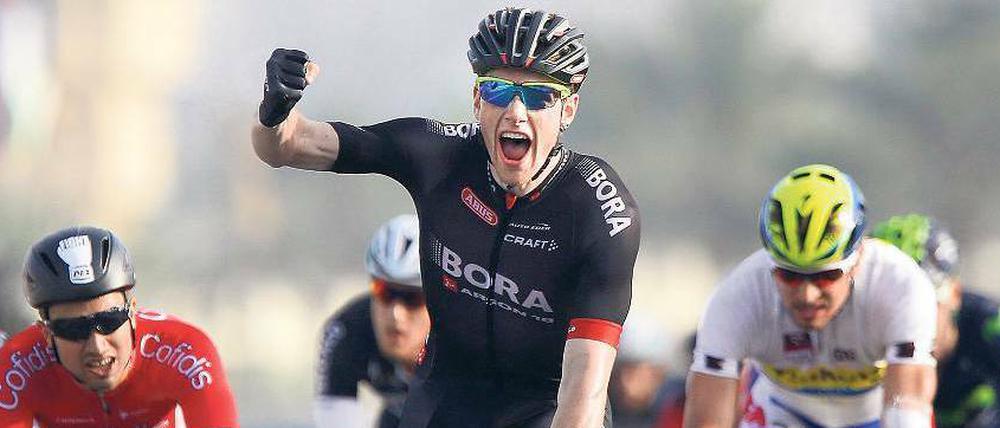 Erfolgreich: Sam Bennett vom Team Bora Argon 18 gewann die letzte Etappe der Tour of Qatar. Bei der Tour de France tritt Bora zugleich als Presenter der ARD auf.