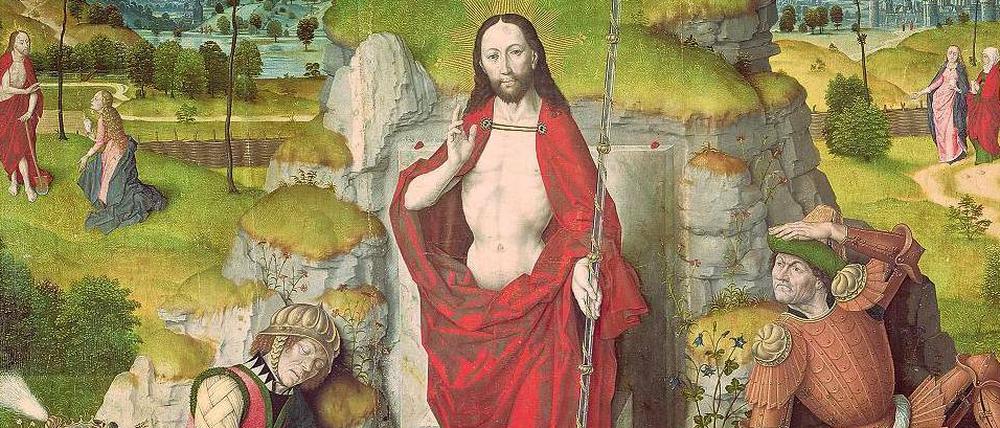 Zurück ins Leben. Am dritten Tag ist Jesus auferstanden von Toten – so steht es in der Bibel, so malte es Albrecht Bouts (1473-1549). Ob die meisten Theologen wirklich glauben, dass es sich zu zugetragen hat, ist zweifelhaft. 