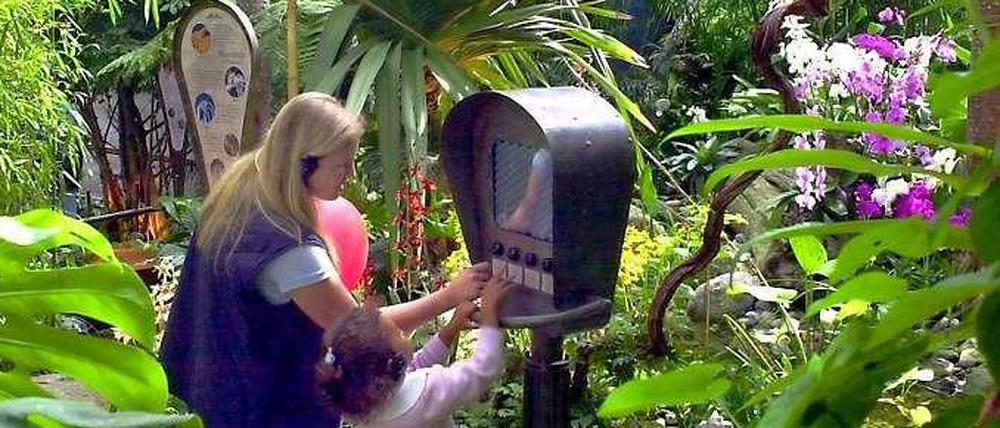 Grüner wird's nicht. Die Biosphäre wurde zur Bundesgartenschau 2001 eröffnet. Außer den Tropenpflanzen gibt es auch ein paar exotische Tiere zu sehen.