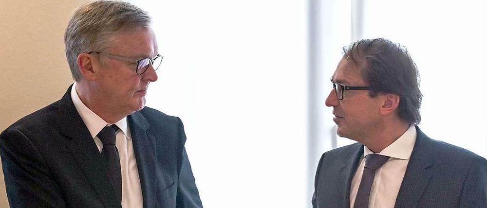 Verkehrsminister Dobrindt (rechts) und Germanwings-Chef Winkelmann.