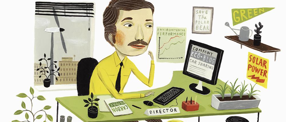 Alles Öko im Büro. Viele würden sogar weniger Gehalt in Kauf nehmen, um bei einer umweltfreundlichen Firma zu arbeiten.