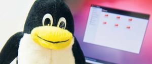 Das Linux-Maskotchen heißt Tux. Das alternative Betriebssystem ist auch für ältere Computer geeignet. Und anders als bei Windows XP, das von Microsoft nicht mehr mit Updates versorgt wird, muss man keine Angst vor Cyber-Attacken haben. Foto: pa/dpa