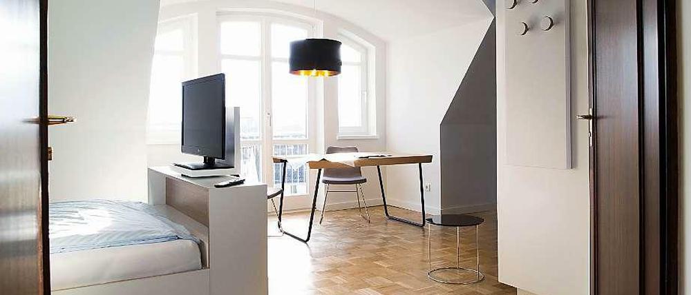 Komplett ausgestattet, inklusive Bettwäsche. Als Zielgruppe für die Mini-Apartments sieht die GBI vor allem Geschäftsreisende, die eine Unterkunft nicht auf Dauer suchen.