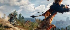 Geralt verfolgt einen Greifen: Szene aus dem Fantasy-Rollenspiel "The Witcher 3: Wild Hunt", das am 19. Mai erscheint.