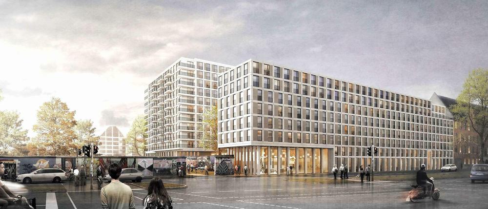 Die Mauer - wird erweitert: So sieht der Sieger-Entwurf von Winking Froh Architekten BDA für den Stralauer Platz 13 aus.