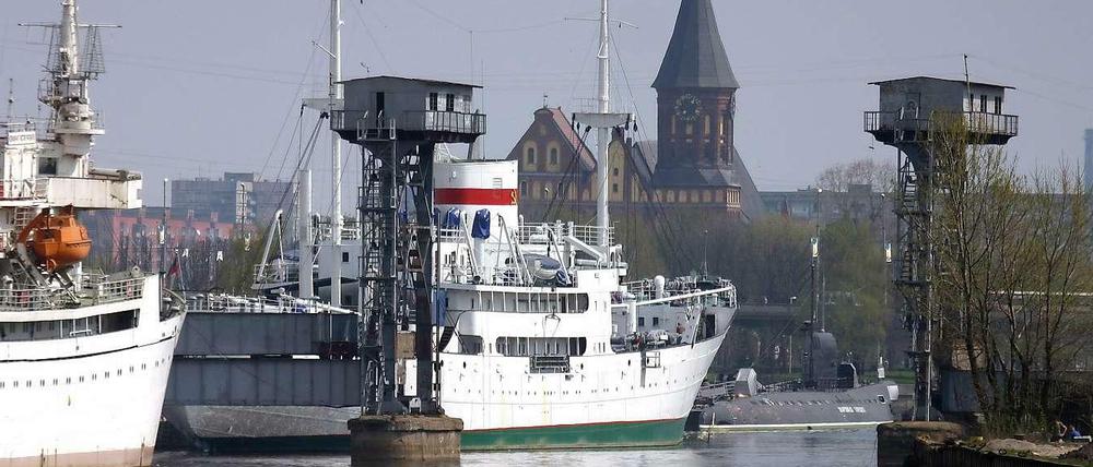 Blick auf den Hafen der russischen Exklave Kaliningrad
