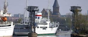 Blick auf den Hafen der russischen Exklave Kaliningrad
