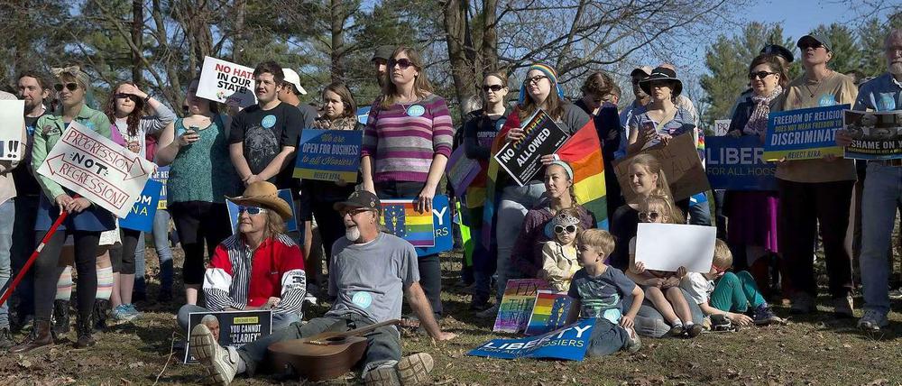 Seit Wochen demonstrieren die Menschen im US-Bundesstaat Indiana gegen das Gesetz zur Religionsfreiheit. 