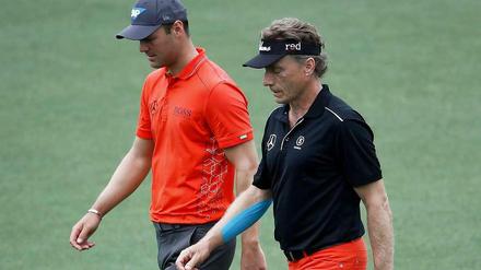 Die besten deutschen Golfer ihrer Generationen: Martin Kaymer (l.) und Bernhard Langer beim US Masters in Augusta.