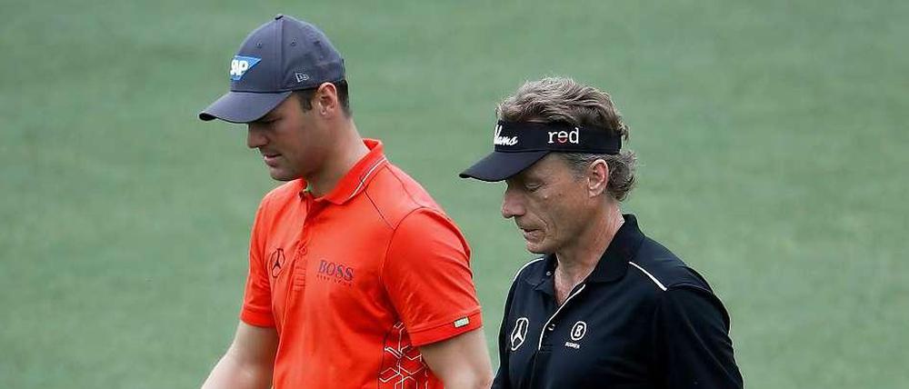 Die besten deutschen Golfer ihrer Generationen: Martin Kaymer (l.) und Bernhard Langer beim US Masters in Augusta.
