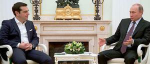 Ganz entspannt. Alexis Tsipras und Wladimir Putin am 8. April 2015 im Kreml.