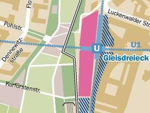 Unsere Grafik zeigt, was am Gleisdreieck vorgesehen ist: Weite Teile sollen mit der "Urbanen Mitte" überplant werden, ein Teilstück ist für die S-21-Trasse vorgesehen.