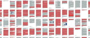 Eine von VroniplagWiki überprüfte Arbeit – die roten Stellen weisen auf Plagiate hin.