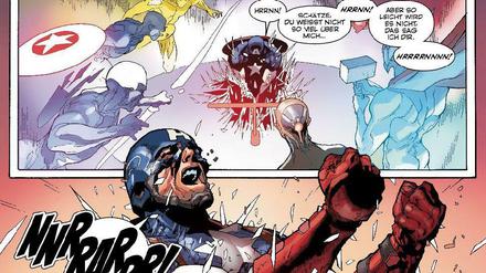 Menschen und Mutanten: Captain America in einer Szene aus der aktuellen Avengers-Serie.