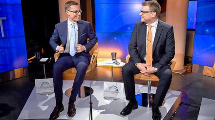 Der bisherige Premier Aleaxander Stubb (links) dürfte sein Amt an Juha Sipilä verlieren.