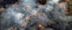 Der Waldbrand in der Ukraine hat auch einige verlassene Häuser im Umkreis der Akw-Ruine Tschernobyl erreicht. 