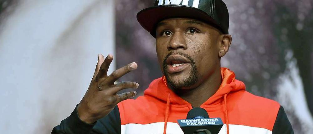 Hat alles, will noch mehr. Floyd Mayweather junior bei der Pressekonferenz vor dem Kampf.