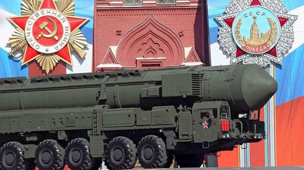 Eine russische Atomrakete vom Typ Topol-M im Mai 2013 auf dem Roten Platz. 