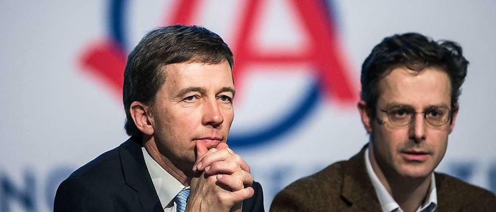 AfD-Chef Bernd Lucke und Marcus Pretzell, Landeschef der AfD in NRW (rechts).