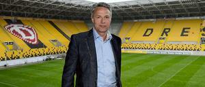 Seine neue Försterei: Uwe Neuhaus im Stadion von Dynamo Dresden.