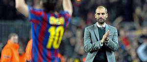 Goldene Vergangenheit: Pep Guardiola (re.) und Lionel Messi holten einst mit Barcelona fast jeden Titel.